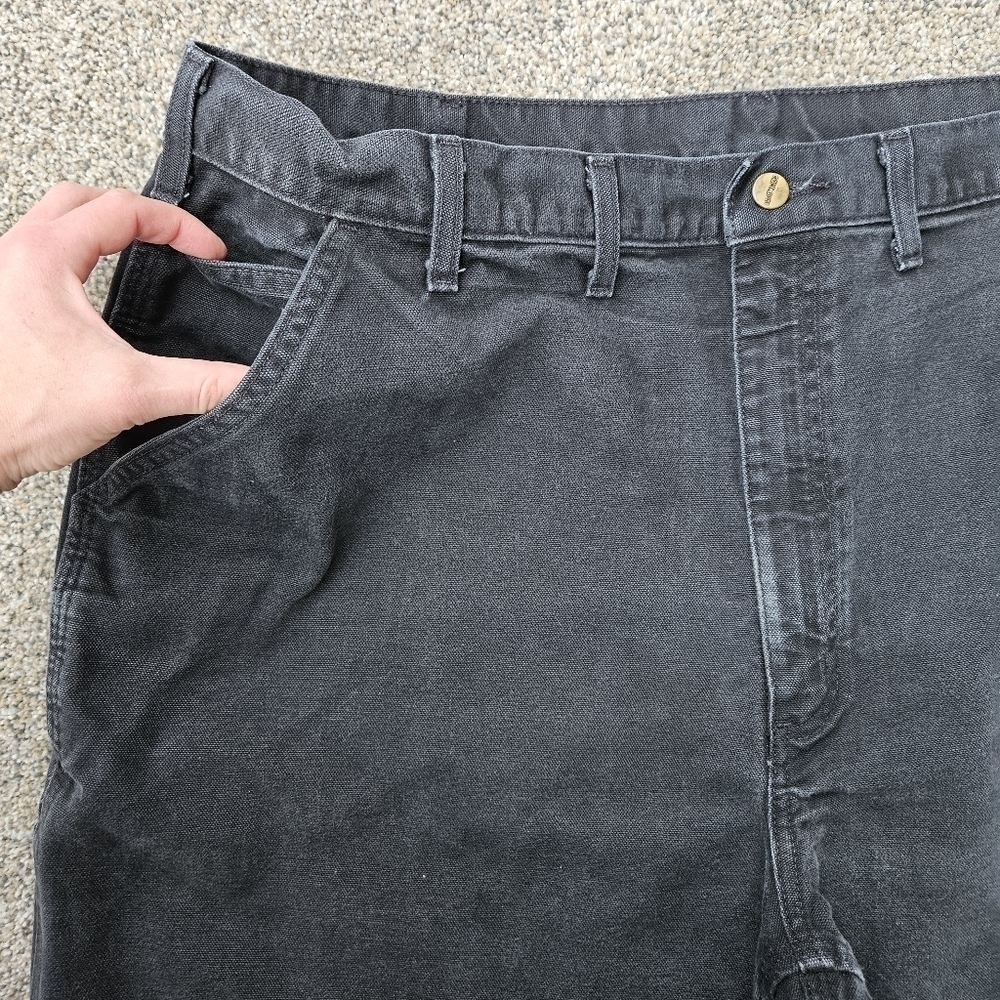 Carhartt Black Duck Canvas Carpenter Pants Original Dungaree Fit B11 BLK 44X34 - Picture 4 of 16